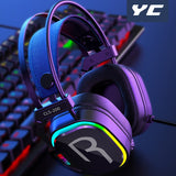 YC Bass Surround Sound & HD Microphone Wired Gaming Headphones